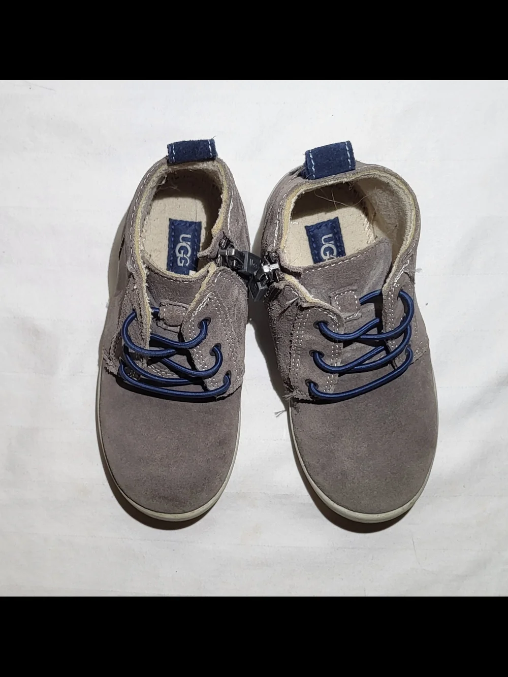 UGG Kids' Grey Suede Casual Shoes with Navy Accents